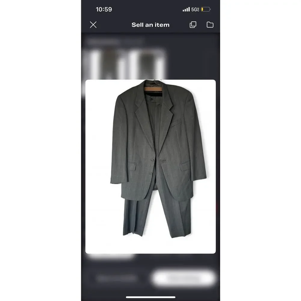 Hart Schaffner Marx Gray Check Wool 2 Piece Suit Set 40R Pants 34x30 USA Made